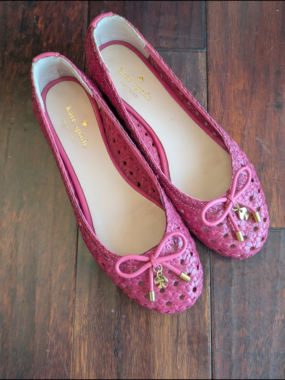 Kate Spade NY Willa woven ballet flats in Hot pink Leather Upper/Sole Size 7